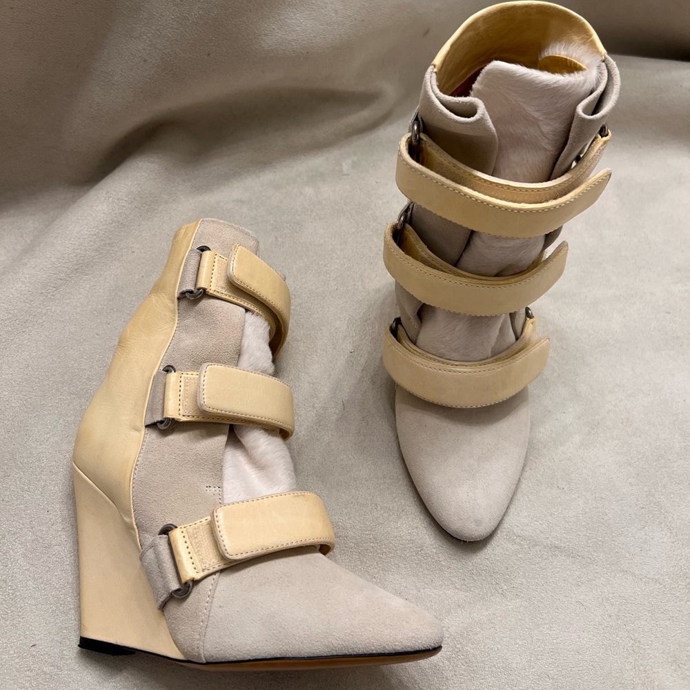Isabel Marant Ivory Wedge Ankle Boots